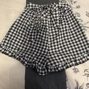 ruffle hem gingham shorts